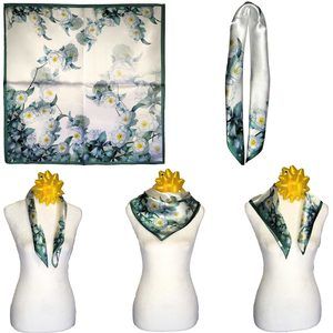 NWT Genuine 100% Mulberry Silk Satin Scarf 21"x21" Small Square Shawl 54951